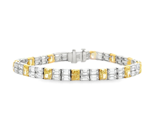 Platinum & 18K Yellow Gold Yellow & White Diamond Bracelet
