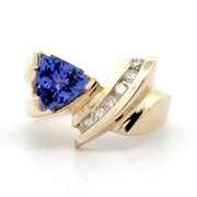 Estate 14K Yellow Gold Tanzanite & Diamond Ring