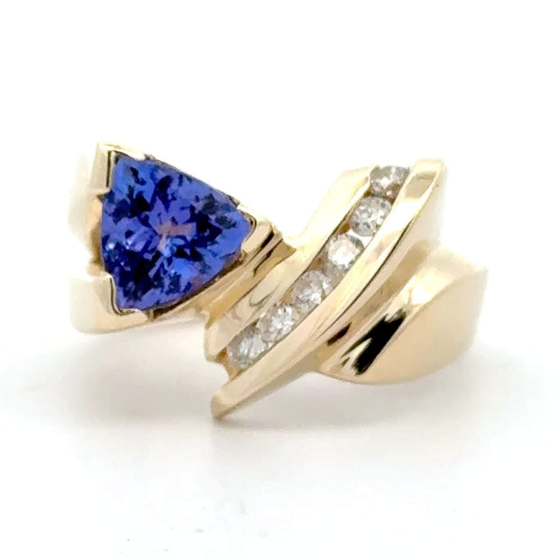 Estate 14K Yellow Gold Tanzanite & Diamond Ring