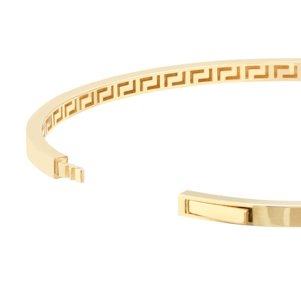 14K Yellow Gold Plain Square Tube Bangle Bracelet
