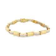 Estate 18K Yellow Gold Baguette Diamond Tennis Bracelet