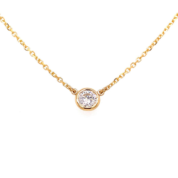 14K Yellow Gold Solitaire Diamond Necklace
