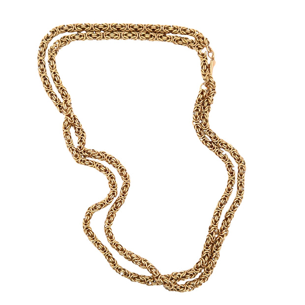 Estate 14K Yellow Gold Round Byzantine Necklace