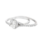 Estate 14K White Gold Engagement Ring With 18K Anniversary Ring