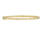 JudeFrances Provence Beaded Quad Diamond Brushed Bangle