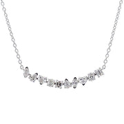 14K White Gold Multi-Shape Diamond Bar Necklace