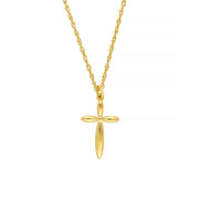 14K Yellow Gold Puffy Cross Pendant Necklace