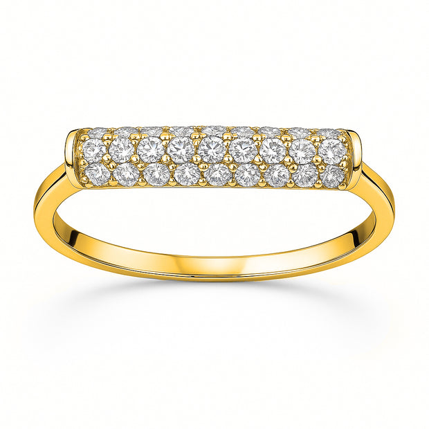 14K Yellow Gold Pavé-Set Diamond Bar Ring