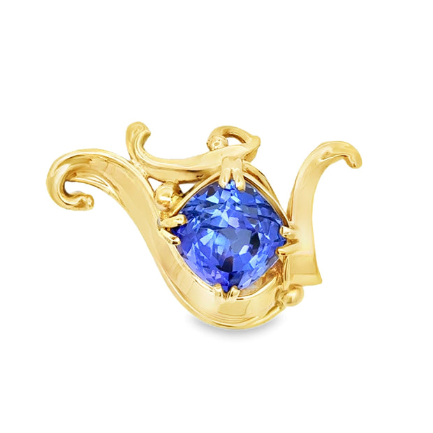 Estate 14K Yellow Gold Freeform Tanzanite Slide/Pendant