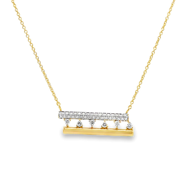 D.M. Kordansky 14K Yellow Gold Double Bar Diamond Necklace
