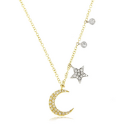 Meira T 14K Yellow & White Gold Moon & Stars Diamond Necklace