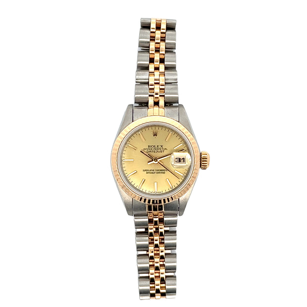 Estate Stainless Steel & 18K Yellow Gold Rolex Datejust