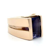 Estate 14K Yellow Gold Heavy Iolite Ring