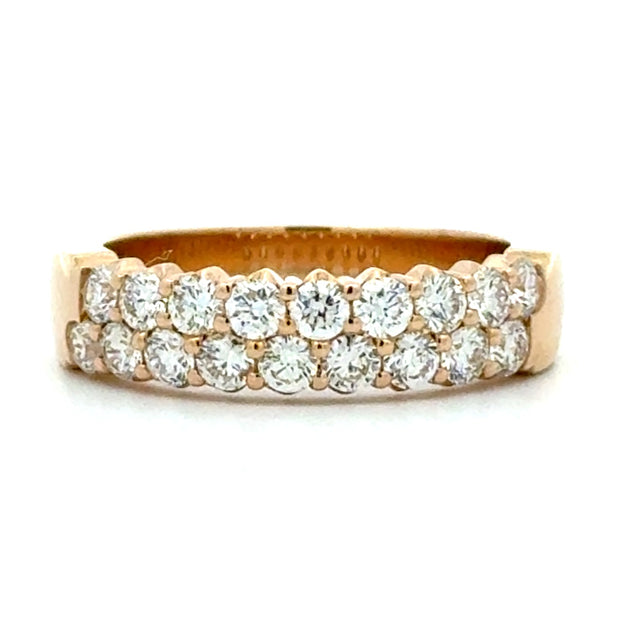 14K Yellow Gold Double Row Diamond Ring