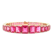 Estate 18K Yellow Gold Hot Pink Tourmaline Bracelet