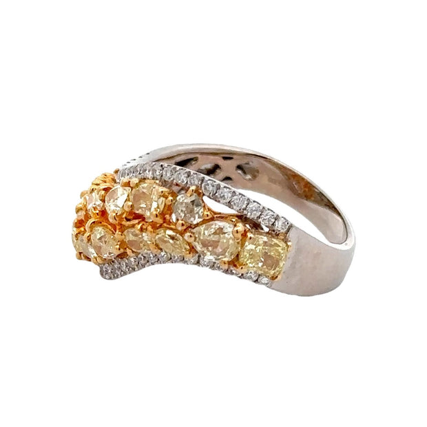 Estate 18K White & Yellow Gold Yellow & White Diamond Ring