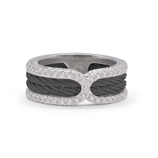 ALOR Black Cable Infinity Ring with 18kt Gold & Diamonds