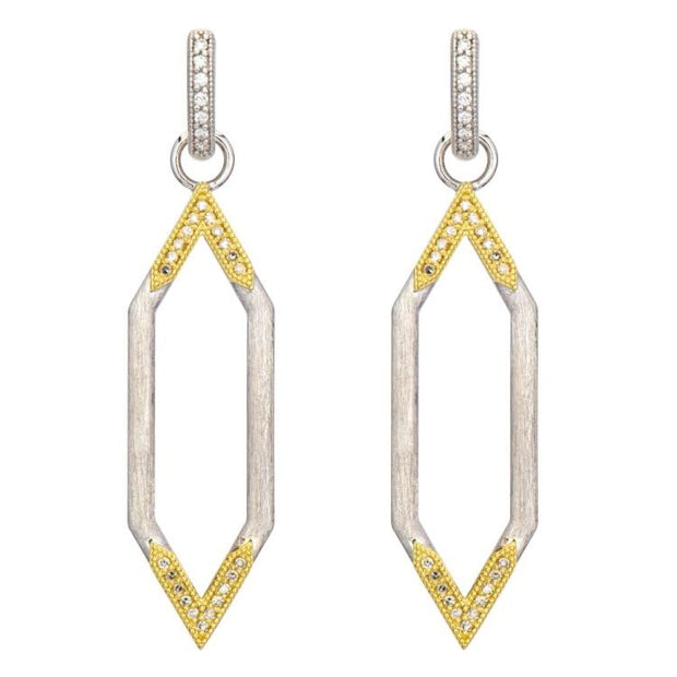 JudeFrances Mixed Metal Oblong Diamond Pointed Earring Charms