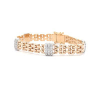 14K Yellow & White Gold Panther Link Diamond Bracelet