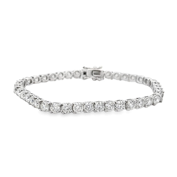 18K White Gold Two Prong Diamond Tennis Bracelet