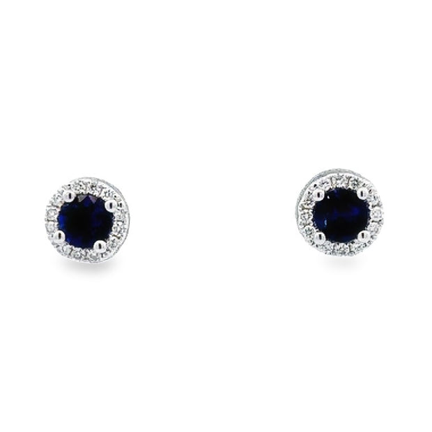 18K White Gold Sapphire & Diamond Stud Earrings
