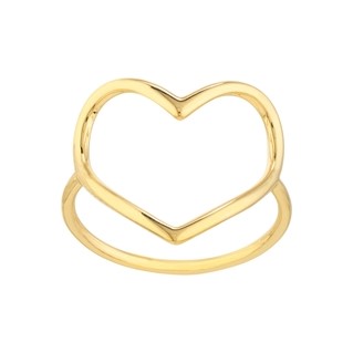 14K Yellow Gold Organic Open Heart Ring
