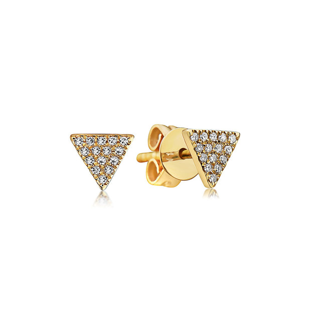 14K Yellow Gold Pavé Diamond Triangle Earrings