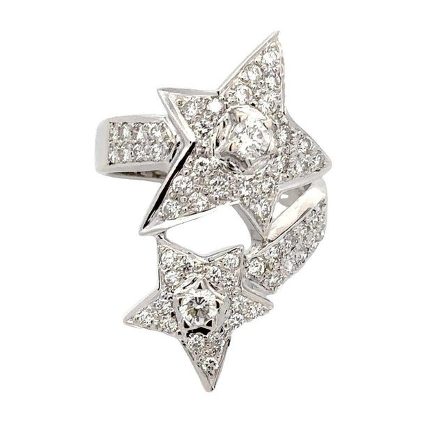 Estate 18K White Gold Diamond Star Ring