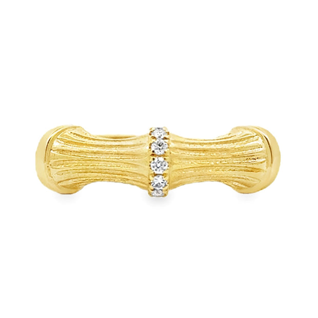 Nava Dee 14K Yellow Gold Bamboo-Style Diamond Ring