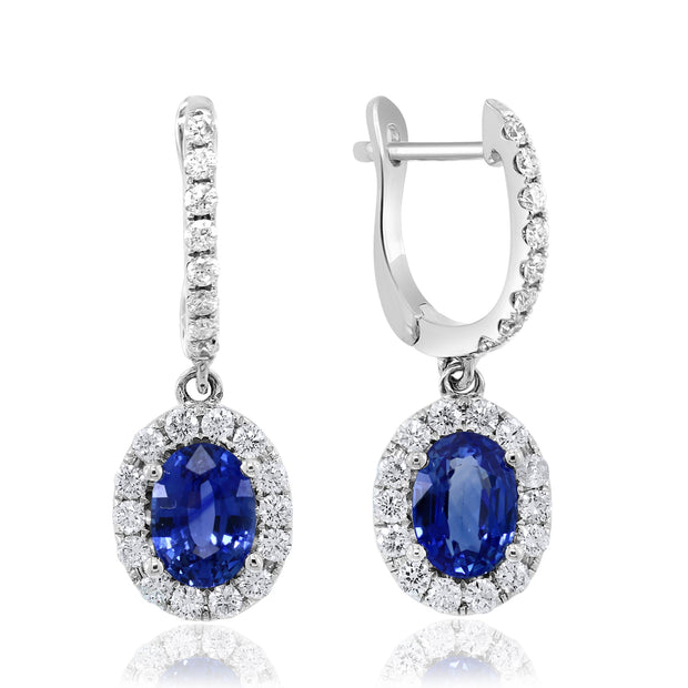 David Kord 14K White Gold Sapphire & Diamond Dangle Earrings