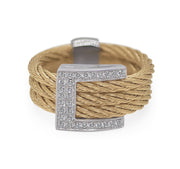 ALOR Yellow Cable Buckle Up Ring with 18kt Gold & Diamonds