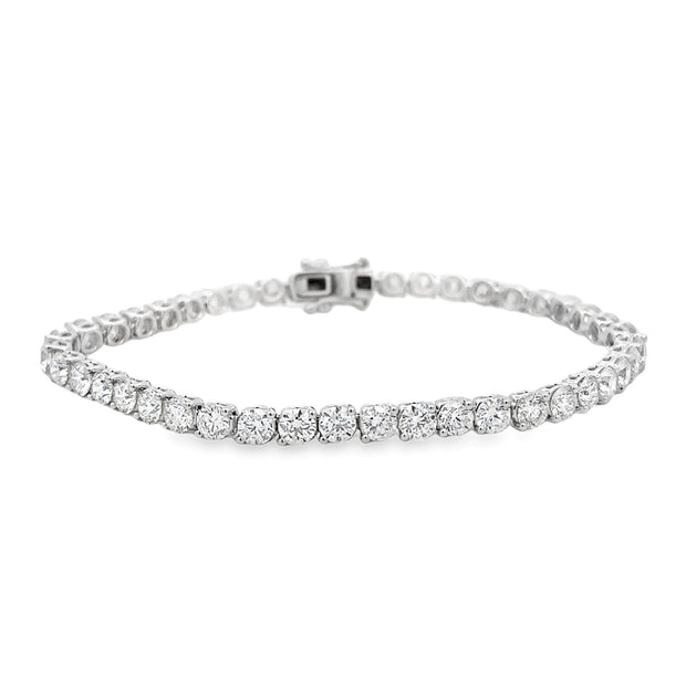 18K White Gold Two Prong Diamond Tennis Bracelet