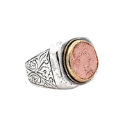 Estate Sterling Silver & 22K Yellow Gold Konstantino Greek Coin Ring