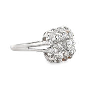 Estate 14K White Gold Diamond Cluster Ring
