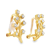 Estate 18K Yellow Gold Clip-On Diamond Leaf Earrings