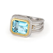 JudeFrances Mixed Metal Sky Blue Topaz & Diamond Ring