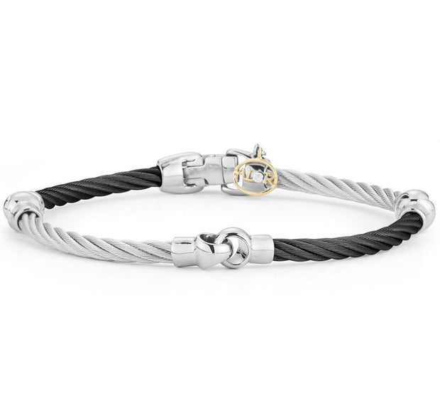 ALOR Black & Grey Cable Interlocking Bracelet