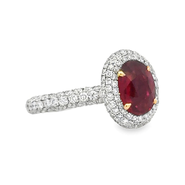 Platinum & 18K Yellow Gold Ruby & Diamond Ring