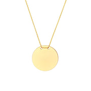 14K Yellow Gold Round Disc Necklace