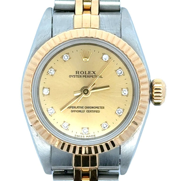 Estate 18K Yellow Gold & Stainless Steel Rolex Oyster Perpetual