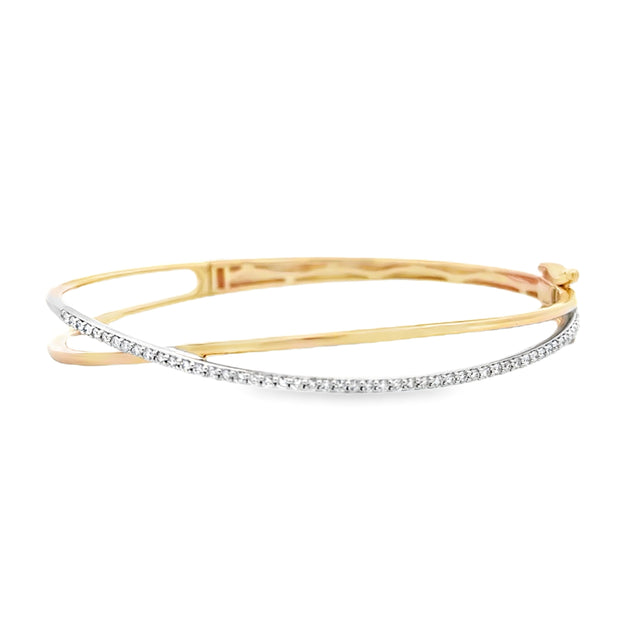 14K Yellow & White Gold Diamond "X" Bracelet