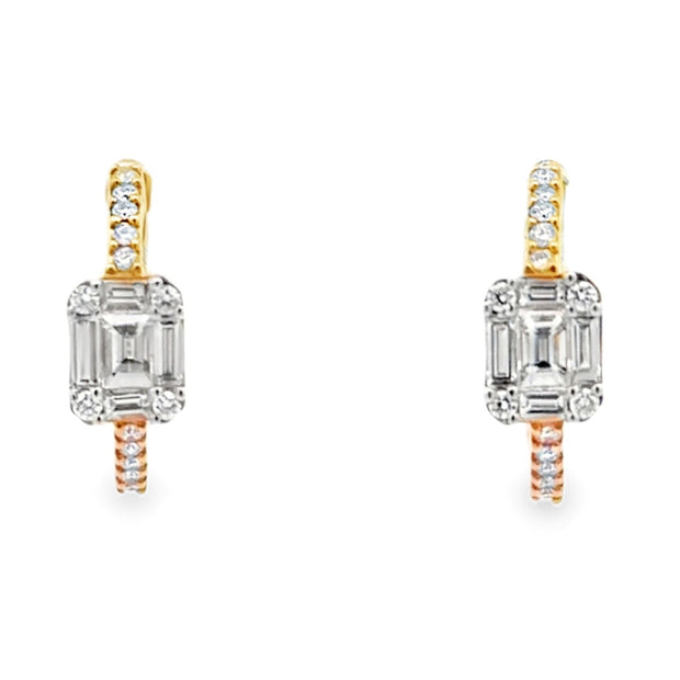 18K Yellow gold Cluster-Style Diamond Huggie Earrings