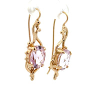 Estate 14K Yellow Gold Kunzite Dangle Earrings