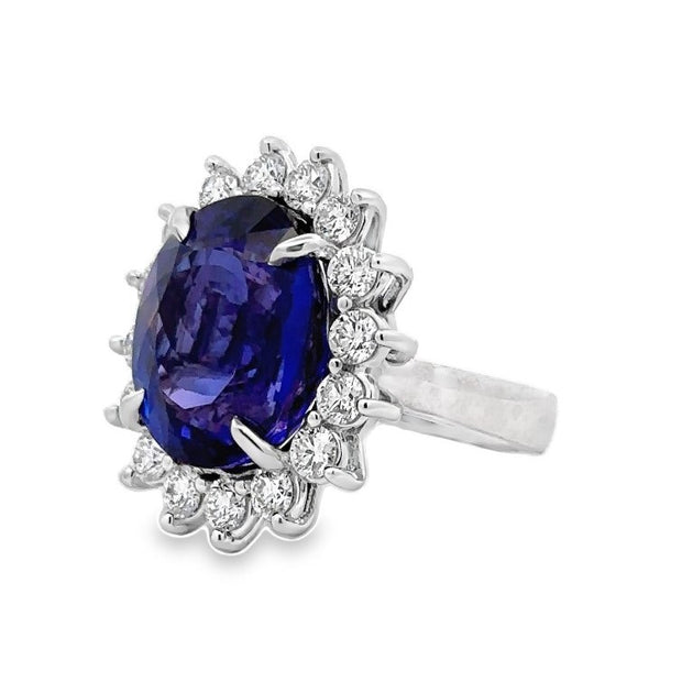 18K White Gold Tanzanite & Diamond Ring