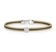 ALOR Yellow & Black Cable Classic Stackable Bracelet with Single Round Station set in 18kt White Gold