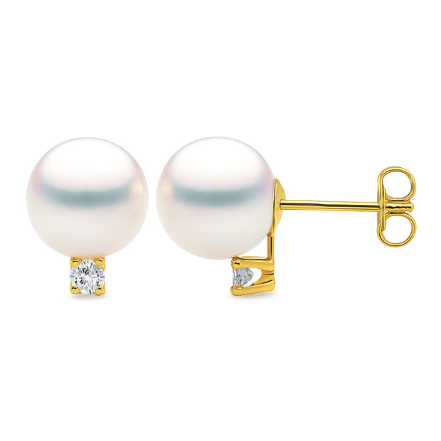 14K Yellow GolD Akoya Pearl & Diamond Earrings