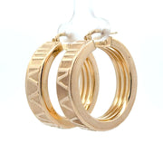 Estate 14K Yellow Gold Wide Roman Numeral Hoop Earrings