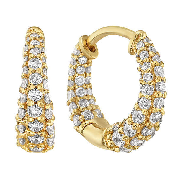 14K Yellow Gold Pavé-Set Diamond Huggie Earrings