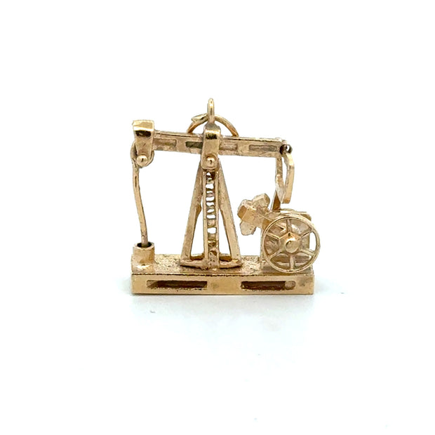 Estate 14K Yellow Gold Oil Rig Charm