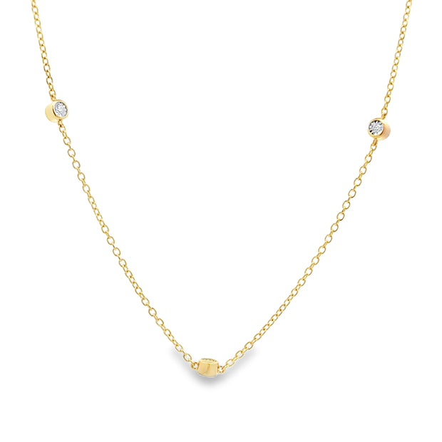 14K Yellow Gold Diamond Station Necklace